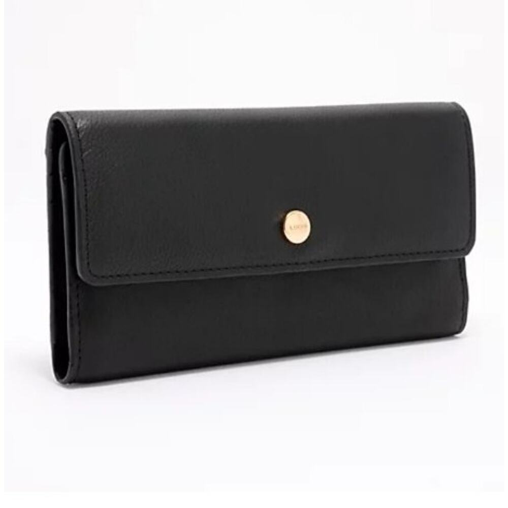 LODIS Texas Leather Kate Large Flap Wallet Black A612000 - Picture 1 of 3